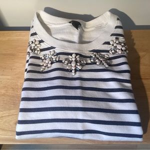 Navy stripe sweatshirt J. Crew embellished